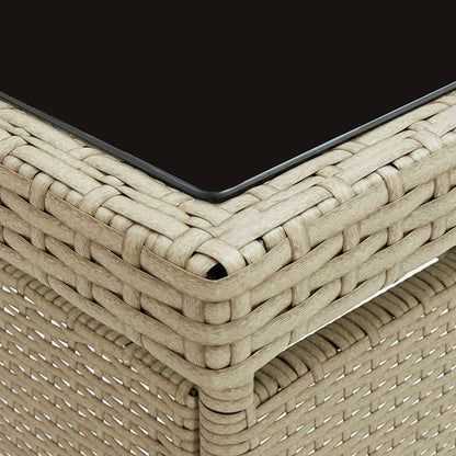 Mesa De Comedor De Jardín Ratán Sintético Y Vidrio