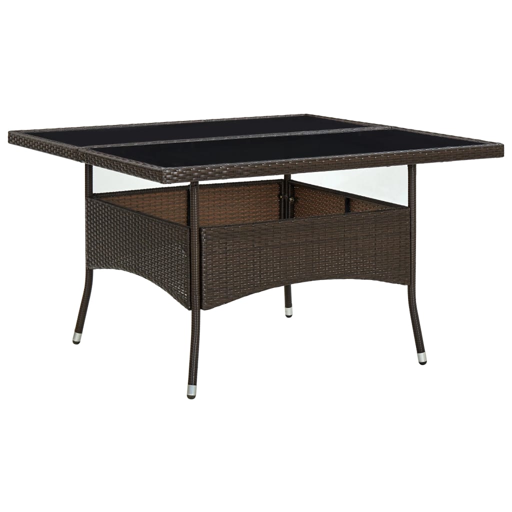 Mesa De Comedor De Jardín Ratán Sintético Y Vidrio