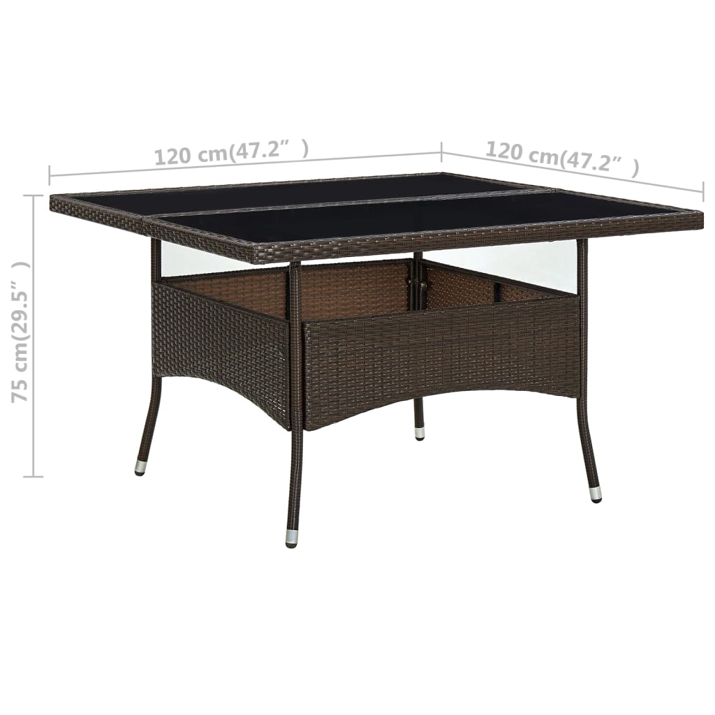 Mesa De Comedor De Jardín Ratán Sintético Y Vidrio