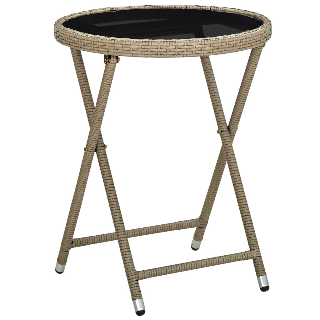Mesa De Centro Ratán Sintético Y Vidrio Templado 60 Cm