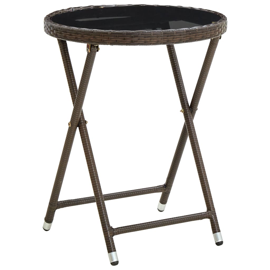 Mesa De Centro Ratán Sintético Y Vidrio Templado 60 Cm