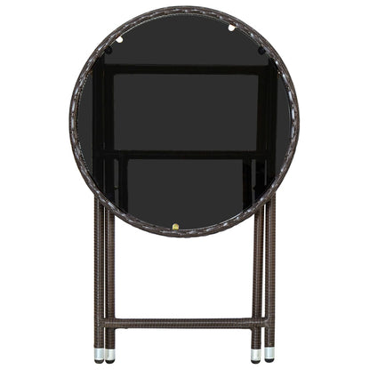 Mesa De Centro Ratán Sintético Y Vidrio Templado 60 Cm