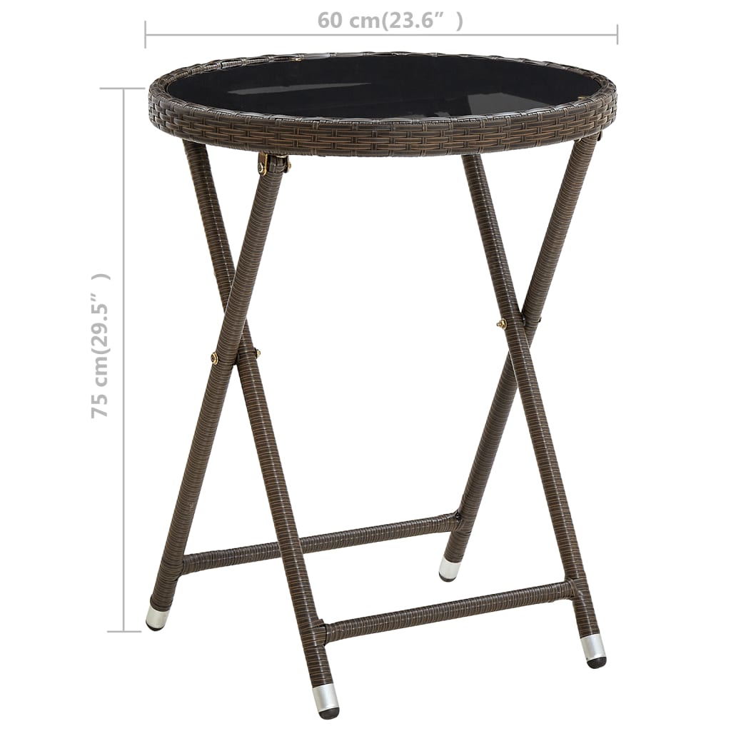Mesa De Centro Ratán Sintético Y Vidrio Templado 60 Cm