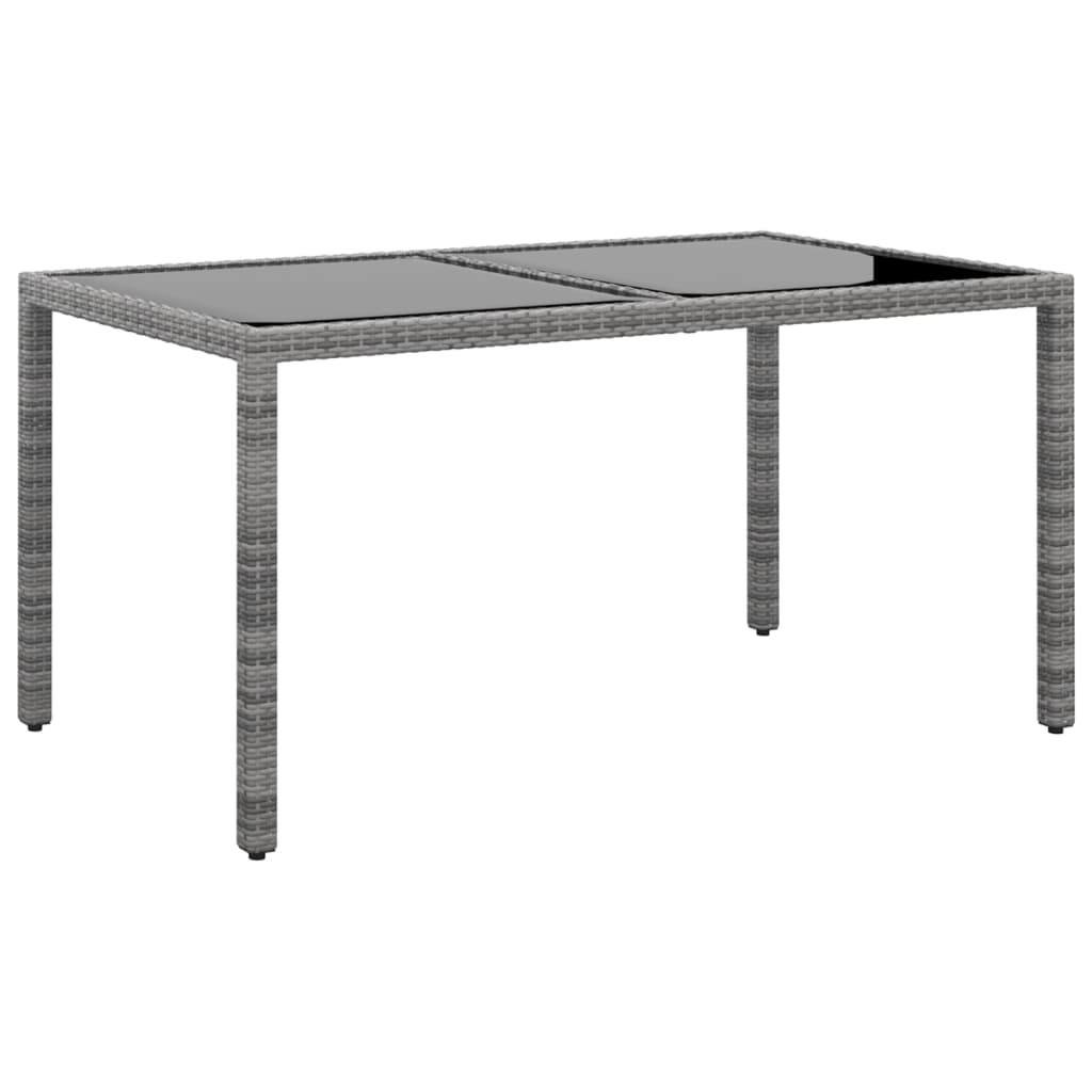 Mesa De Jardín Superficie De Vidrio Ratán Pe 150X90X75 Cm