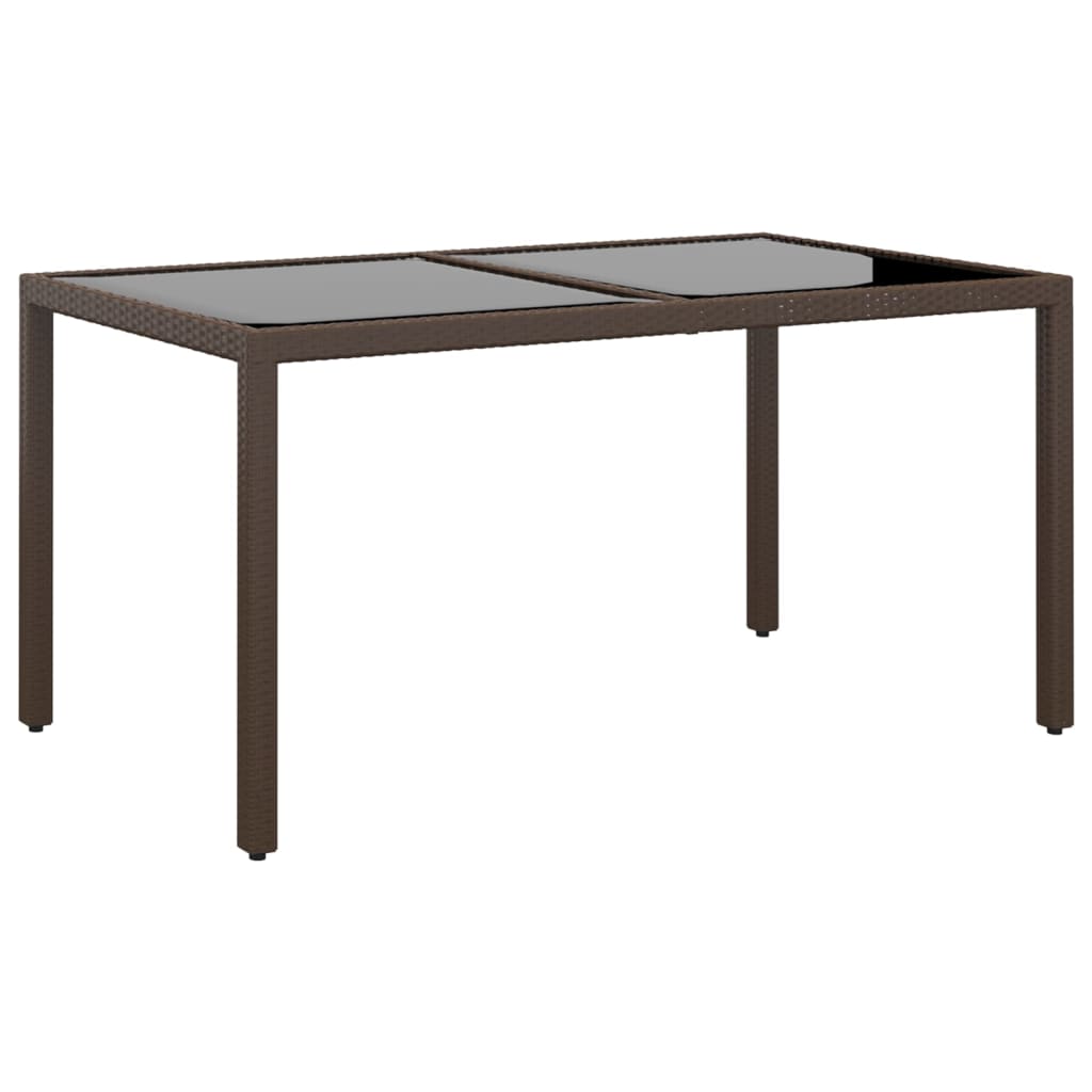 Mesa De Jardín Superficie De Vidrio Ratán Pe 150X90X75 Cm
