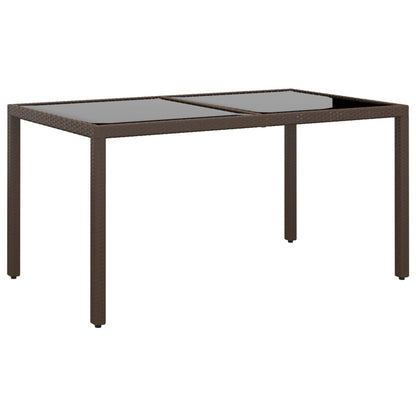 Mesa De Jardín Superficie De Vidrio Ratán Pe 150X90X75 Cm