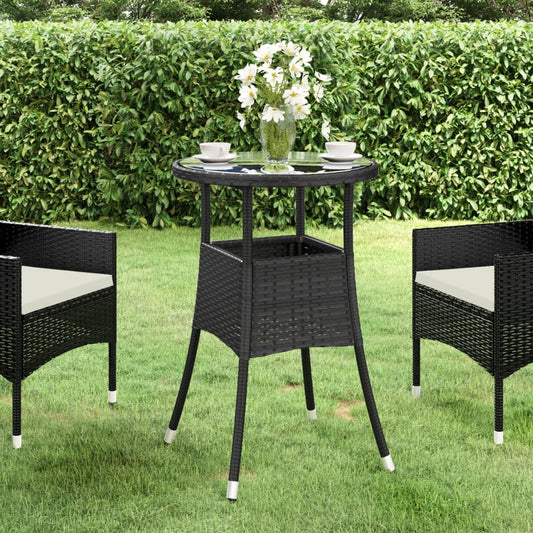 Mesa De Jardín Vidrio Templado Ratán Sintético Ø60X75 Cm