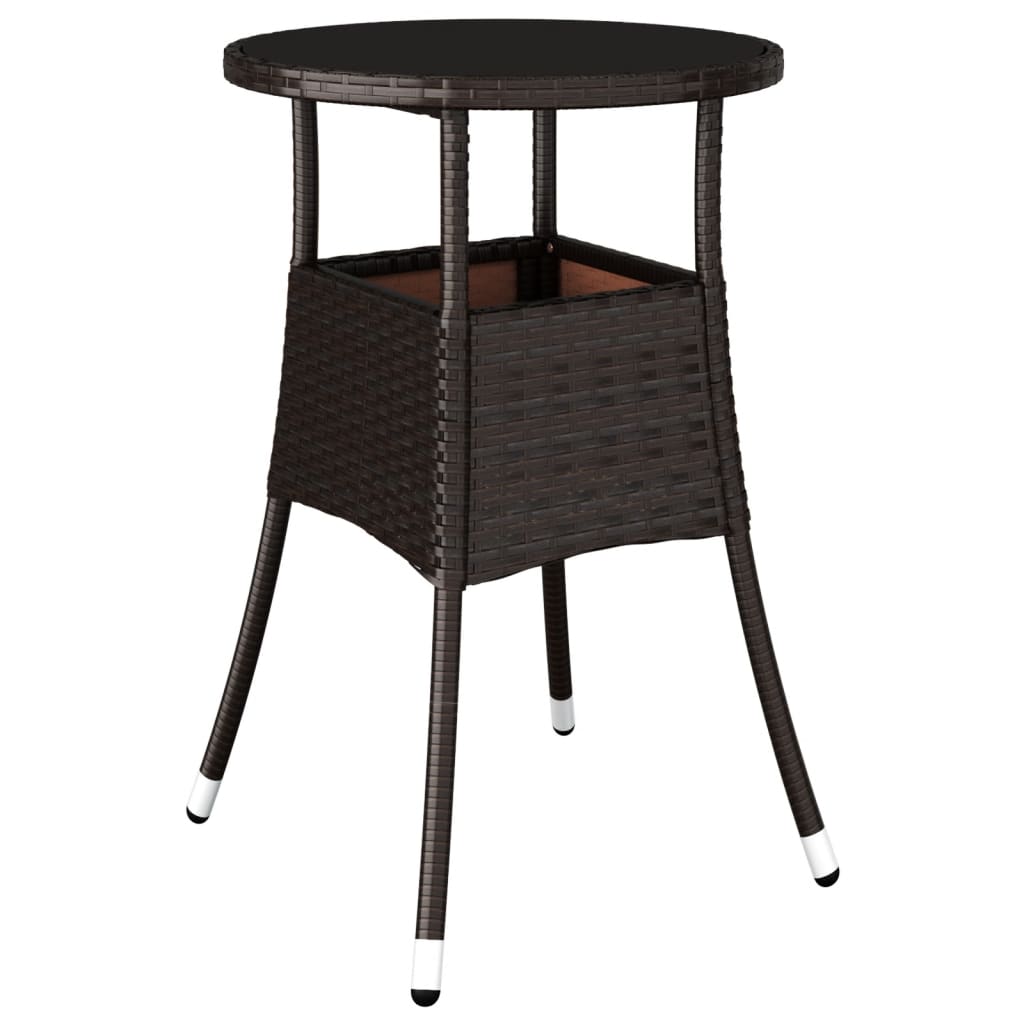 Mesa De Jardín Vidrio Templado Ratán Sintético Ø60X75 Cm