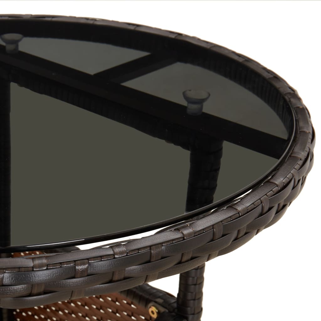 Mesa De Jardín Vidrio Templado Ratán Sintético Ø60X75 Cm
