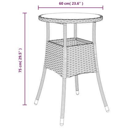 Mesa De Jardín Vidrio Templado Ratán Sintético Ø60X75 Cm