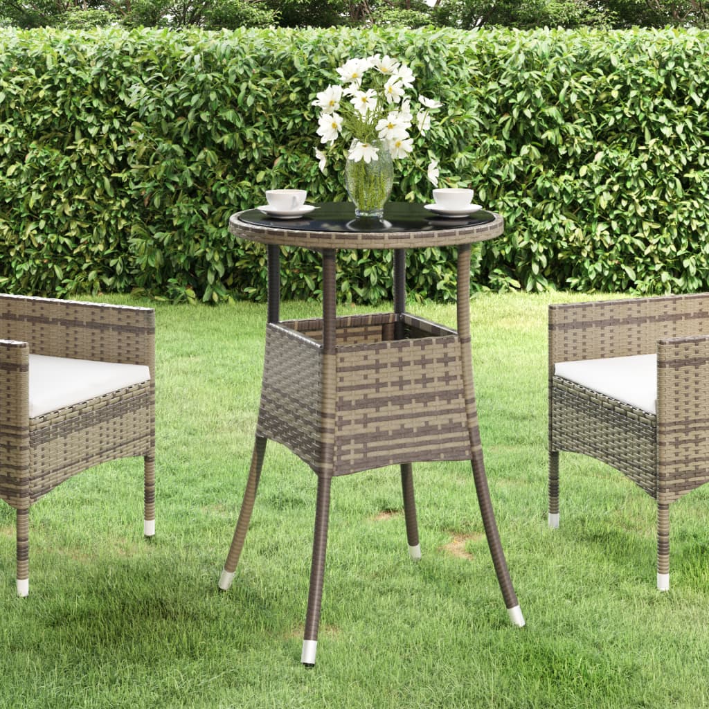 Mesa De Jardín Vidrio Templado Ratán Sintético Ø60X75 Cm