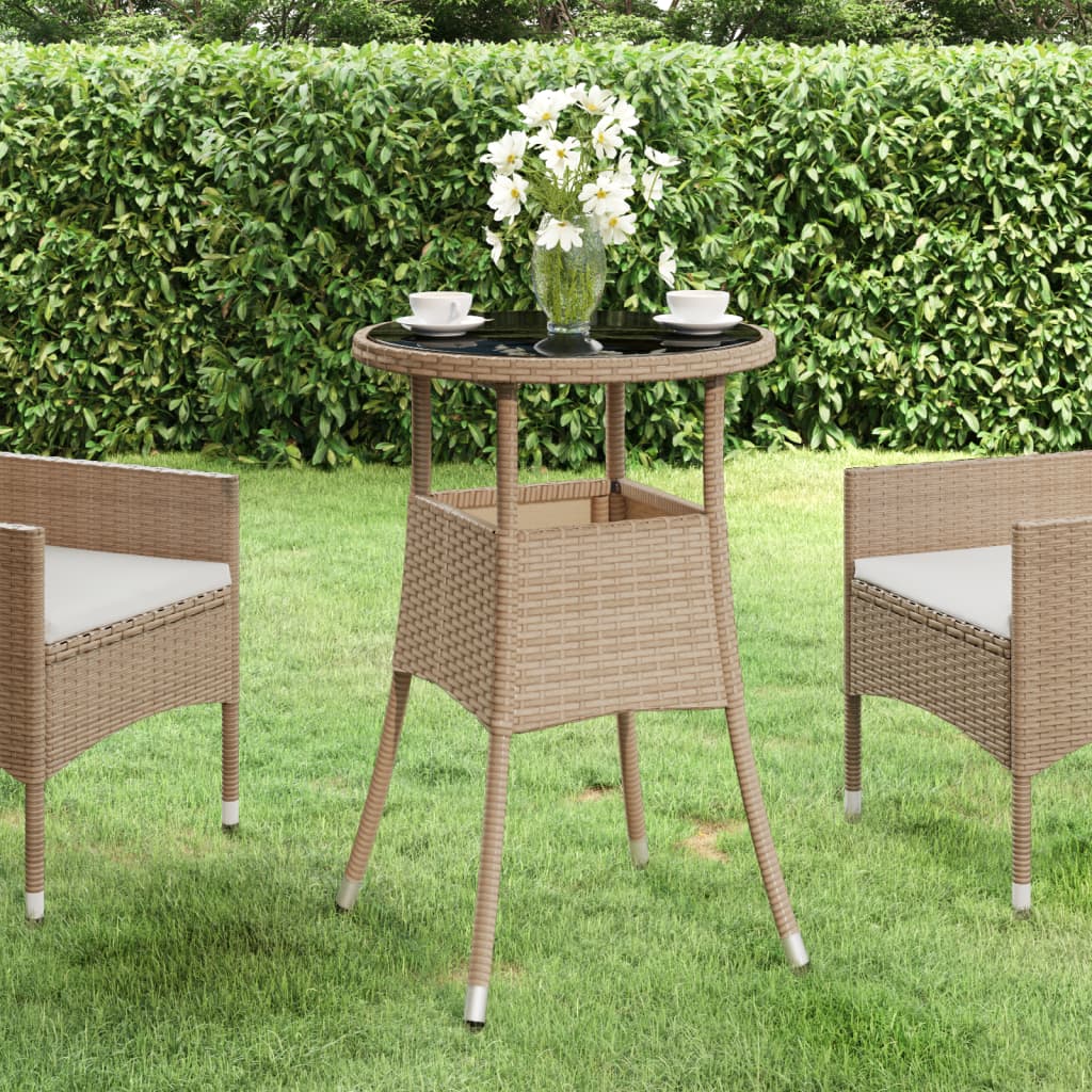 Mesa De Jardín Vidrio Templado Ratán Sintético Ø60X75 Cm