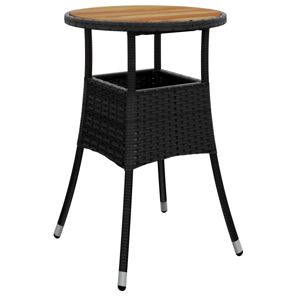 Mesa De Jardín Madera Acacia Y Ratán Sintético Ø60X75 Cm