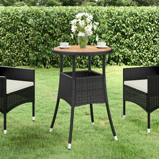 Mesa De Jardín Madera Acacia Y Ratán Sintético Ø60X75 Cm