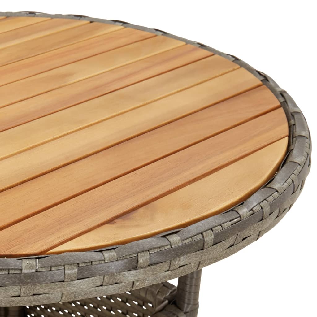 Mesa De Jardín Madera Acacia Y Ratán Sintético Ø60X75 Cm