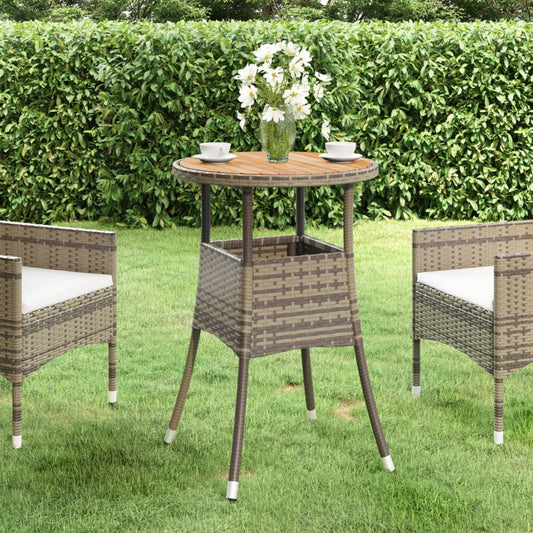 Mesa De Jardín Madera Acacia Y Ratán Sintético Ø60X75 Cm