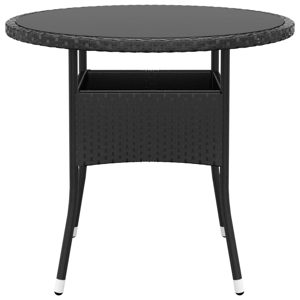 Mesa De Jardín Vidrio Templado Ratán Sintético Ø80X75 Cm