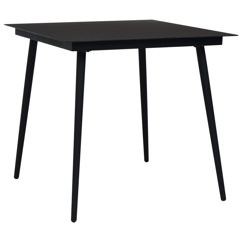 Mesa De Comedor De Jardín Acero Y Vidrio Negra