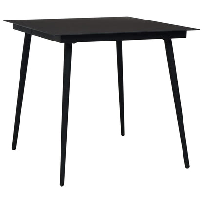 Mesa De Comedor De Jardín Acero Y Vidrio Negra