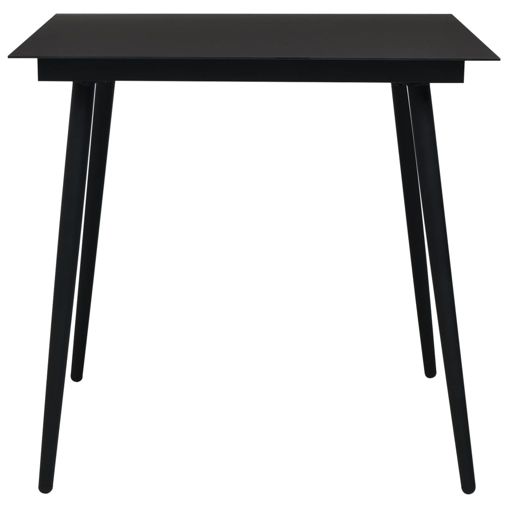 Mesa De Comedor De Jardín Acero Y Vidrio Negra