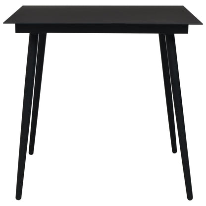 Mesa De Comedor De Jardín Acero Y Vidrio Negra