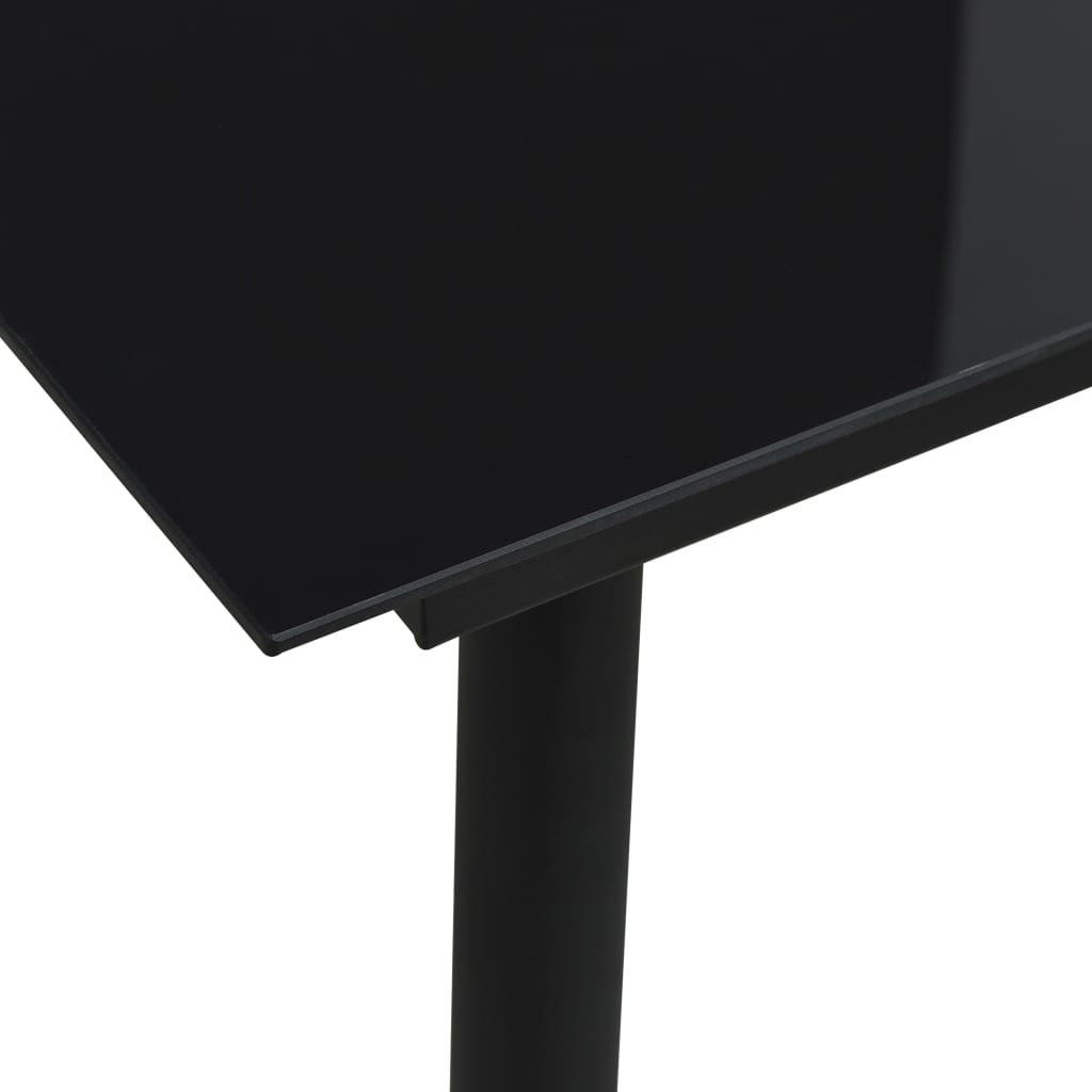 Mesa De Comedor De Jardín Acero Y Vidrio Negra