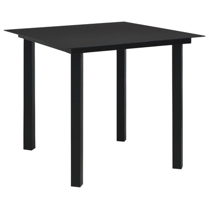 Mesa De Comedor De Jardín Acero Y Vidrio Negra
