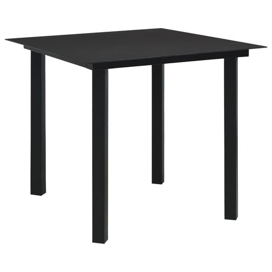 Mesa De Comedor De Jardín Acero Y Vidrio Negra