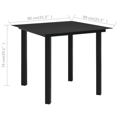 Mesa De Comedor De Jardín Acero Y Vidrio Negra