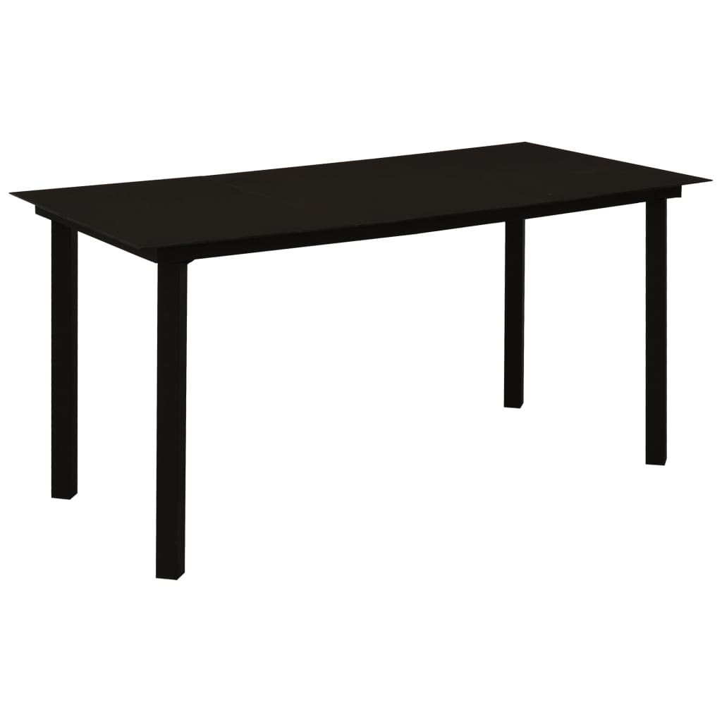 Mesa De Comedor De Jardín Acero Y Vidrio Negra