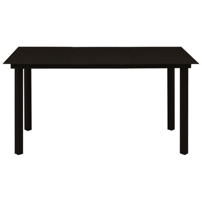 Mesa De Comedor De Jardín Acero Y Vidrio Negra
