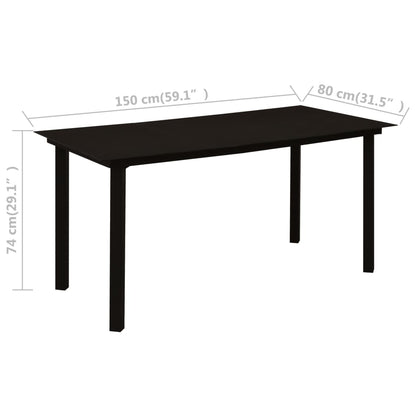 Mesa De Comedor De Jardín Acero Y Vidrio Negra