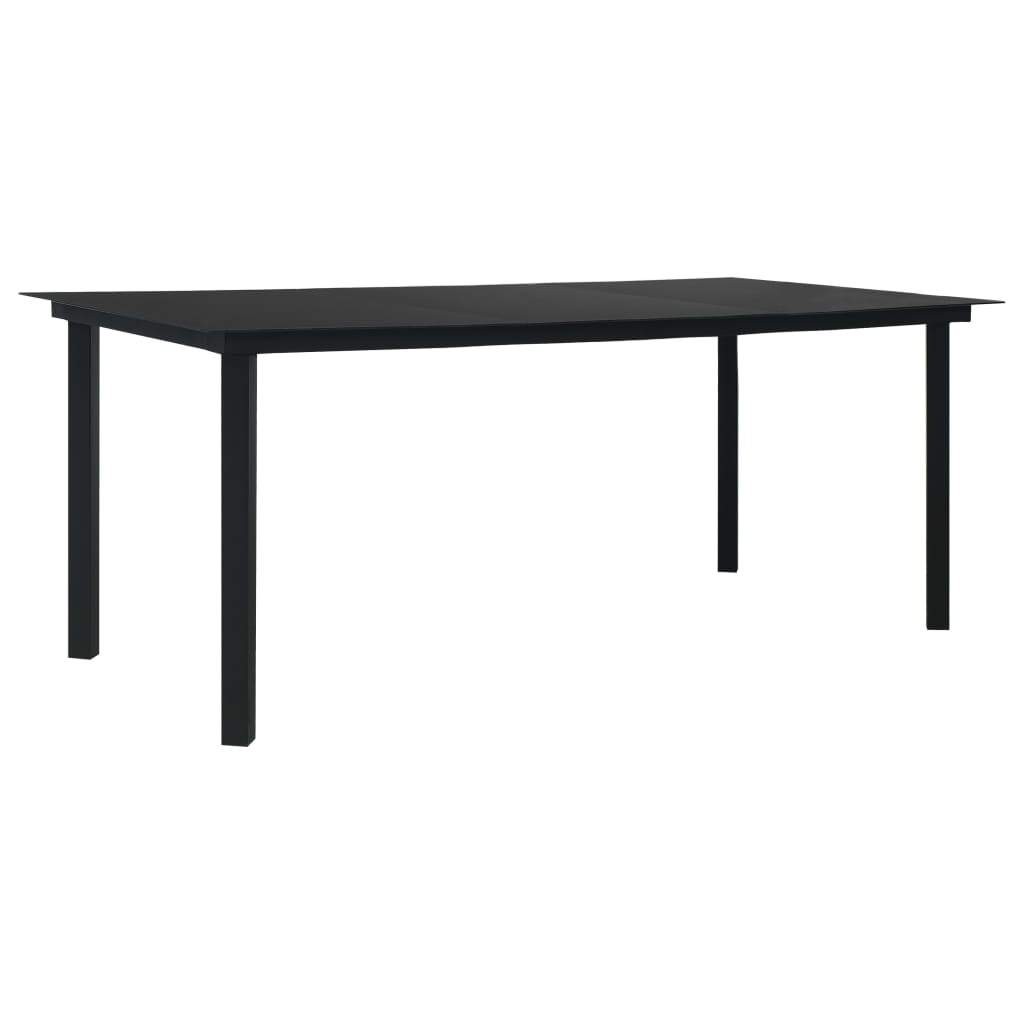 Mesa De Comedor De Jardín Acero Y Vidrio Negra