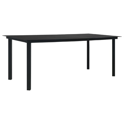 Mesa De Comedor De Jardín Acero Y Vidrio Negra
