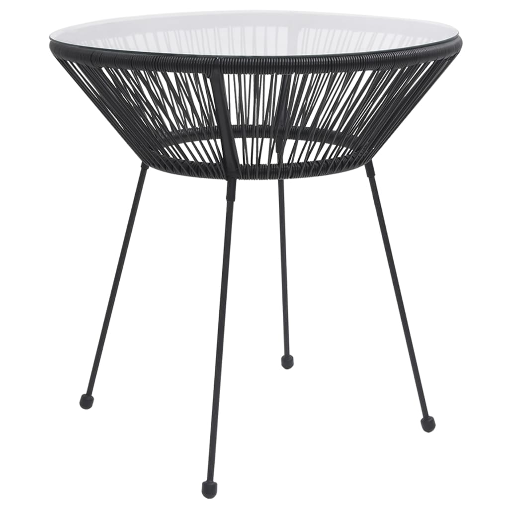 Mesa De Comedor De Jardín Acero Y Vidrio Negra Ø70X74 Cm