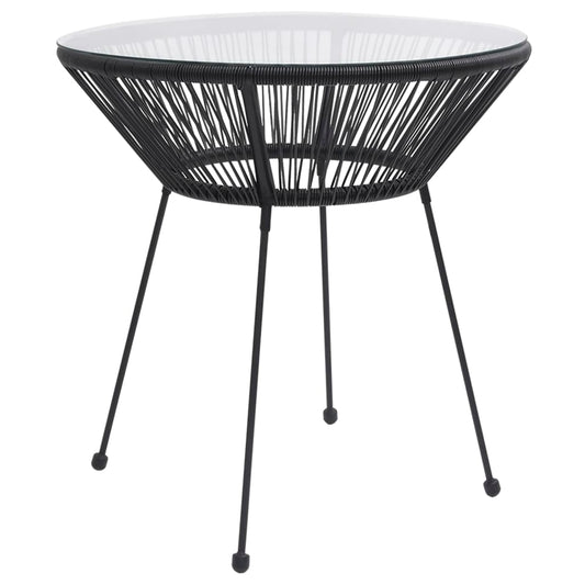 Mesa De Comedor De Jardín Acero Y Vidrio Negra Ø70X74 Cm