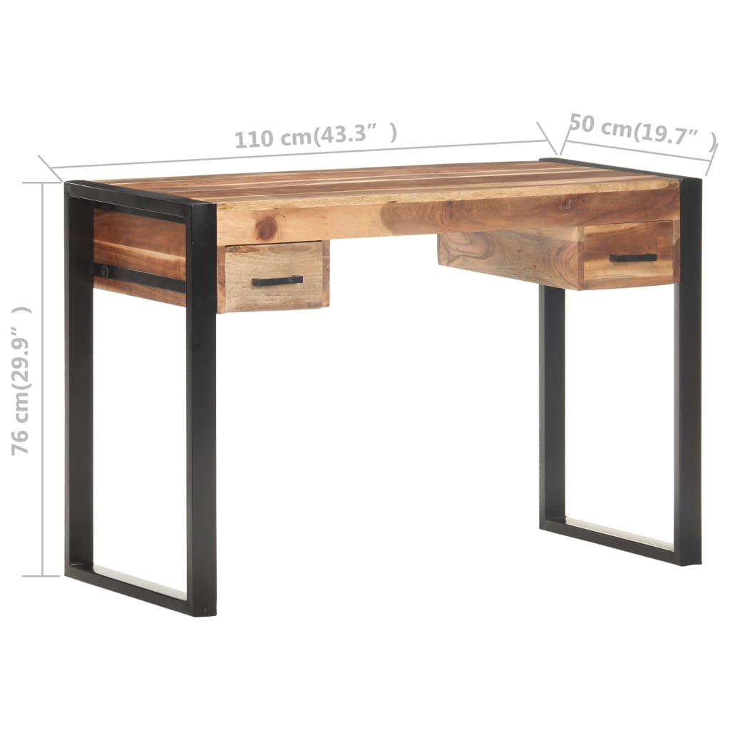Escritorio De Madera Maciza 110X50X76 Cm