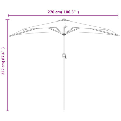 Sombrilla Balcón Semicircular Aluminio Burdeos 270X144X222 Cm