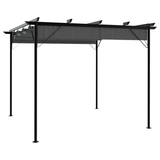 Pérgola Con Tejado Retráctil Acero Gris 3X3M 180 G/M²