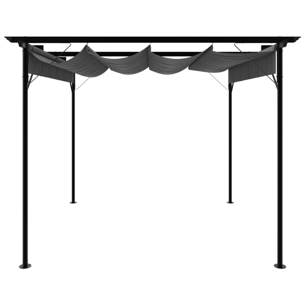 Pérgola Con Tejado Retráctil Acero Gris 3X3M 180 G/M²
