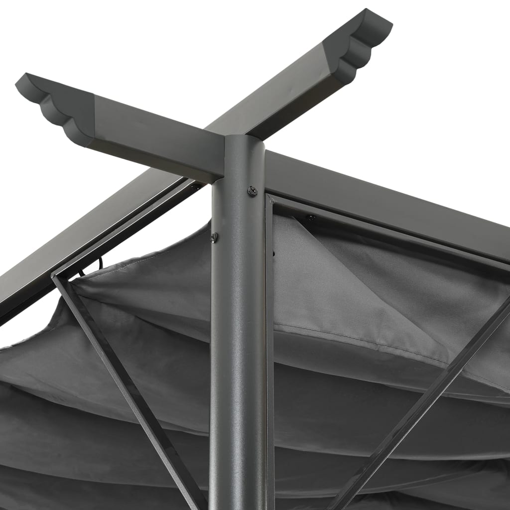 Pérgola Con Tejado Retráctil Acero Gris 3X3M 180 G/M²