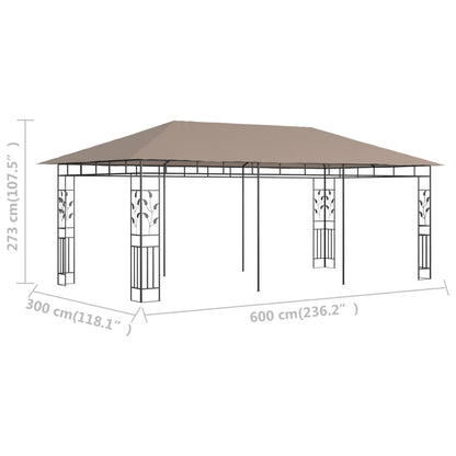 Cenador Con Mosquitera Gris Taupe 6X3X2,73 M 180 G/M²