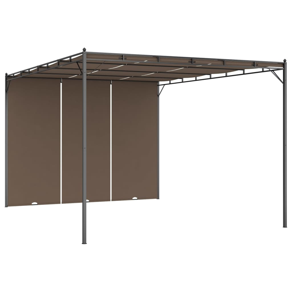 Cenador De Jardín Con Cortina Lateral Gris Taupe 4X3X2,25 M