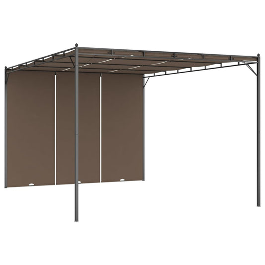 Cenador De Jardín Con Cortina Lateral Gris Taupe 4X3X2,25 M