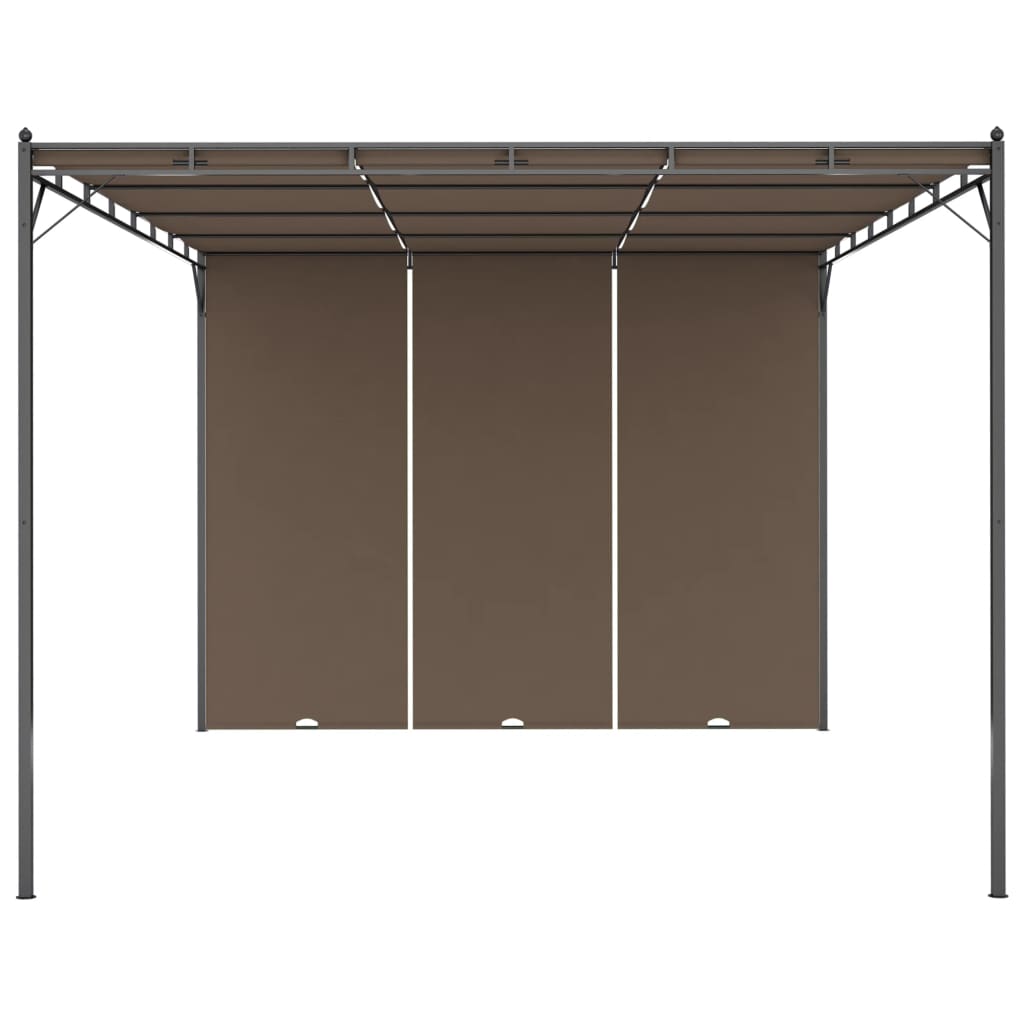 Cenador De Jardín Con Cortina Lateral Gris Taupe 4X3X2,25 M