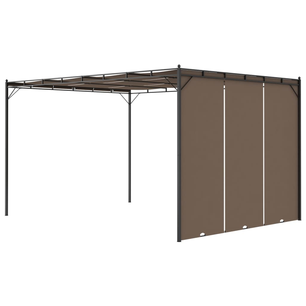 Cenador De Jardín Con Cortina Lateral Gris Taupe 4X3X2,25 M