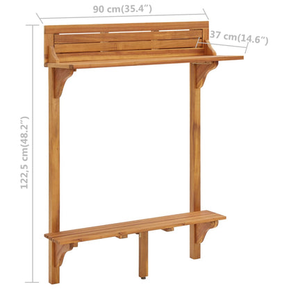 Mesa Alta De Balcón De Madera Maciza De Acacia 90X37X122,5 Cm