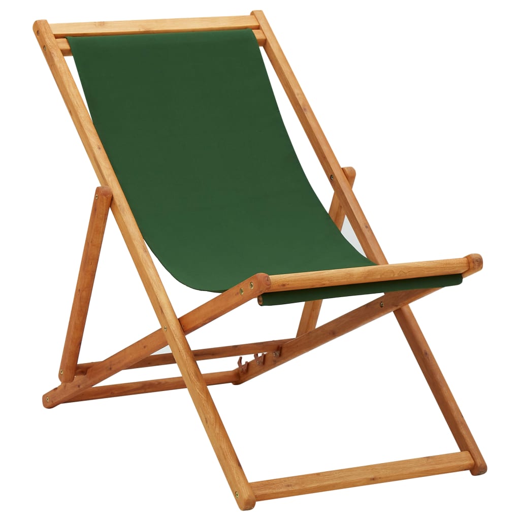 Silla De Playa Plegable De Tela Y Estructura De Madera Roja