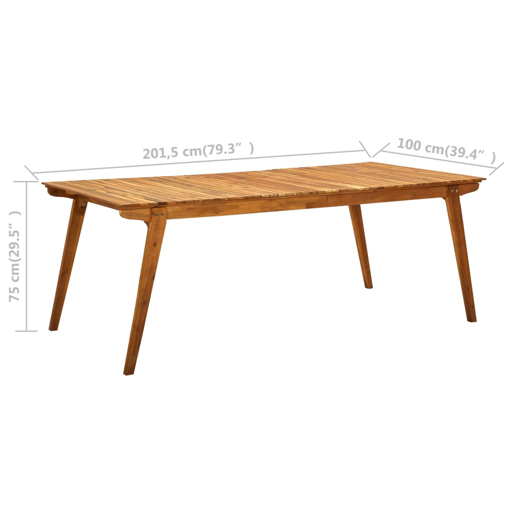 Mesa De Jardín De Madera Maciza De Acacia 201,5X100X75 Cm