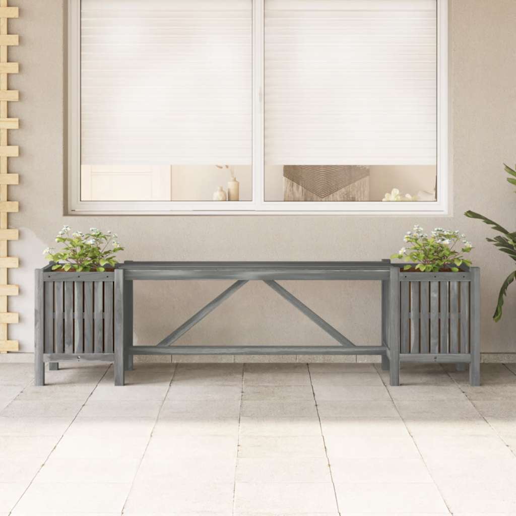 Banco De Jardín Con 2 Jardineras Madera De Acacia 150 Cm